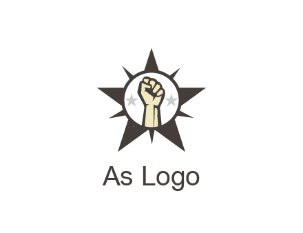 fist with stars in circle in star