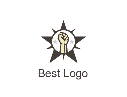 fist with stars in circle in star