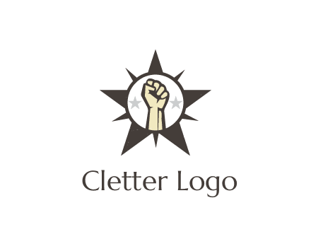 fist with stars in circle in star