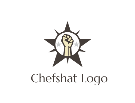 fist with stars in circle in star