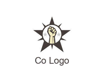 fist with stars in circle in star