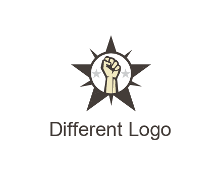fist with stars in circle in star