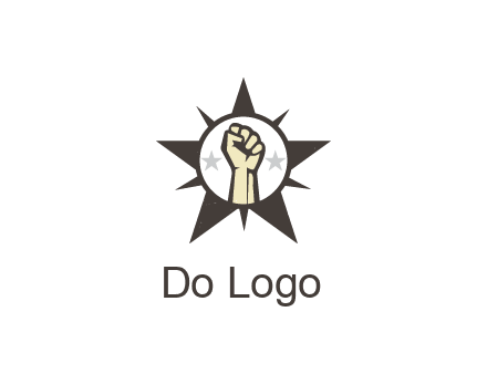 fist with stars in circle in star