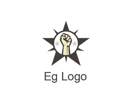 fist with stars in circle in star