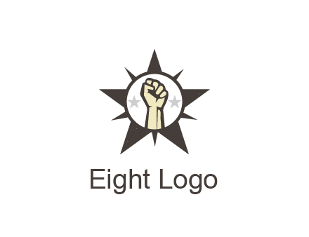fist with stars in circle in star