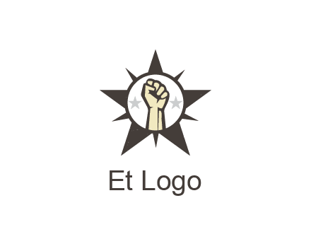 fist with stars in circle in star