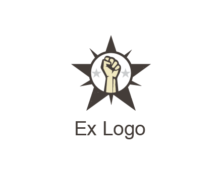 fist with stars in circle in star