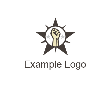 fist with stars in circle in star