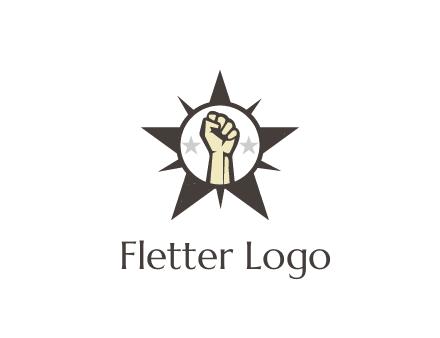 fist with stars in circle in star