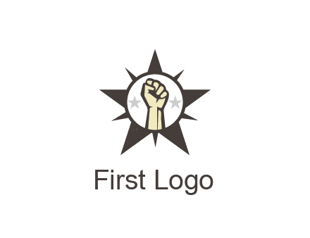 fist with stars in circle in star