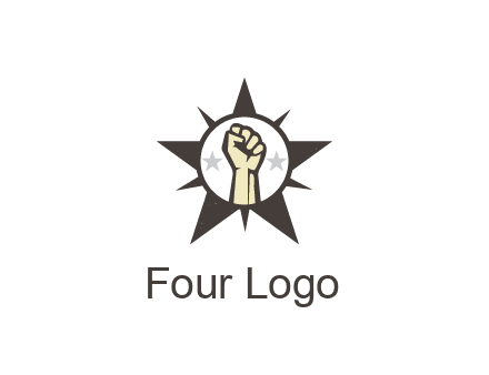 fist with stars in circle in star