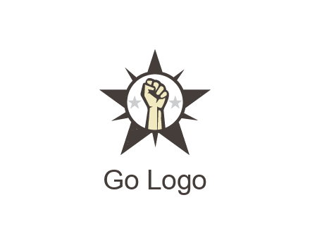 fist with stars in circle in star