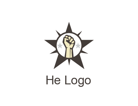 fist with stars in circle in star