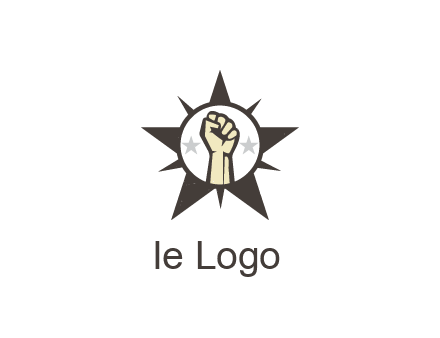 fist with stars in circle in star