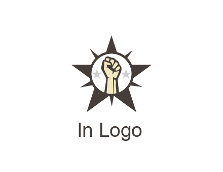 fist with stars in circle in star