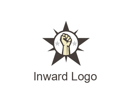 fist with stars in circle in star