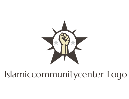 fist with stars in circle in star