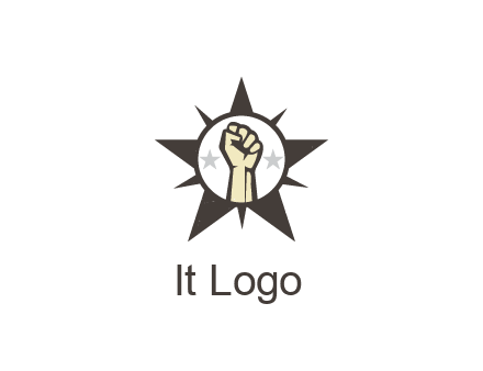 fist with stars in circle in star