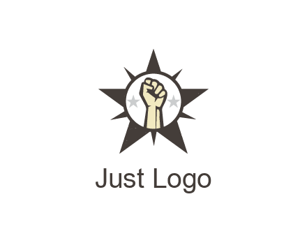 fist with stars in circle in star