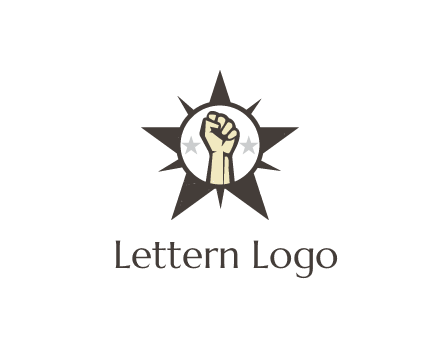 fist with stars in circle in star