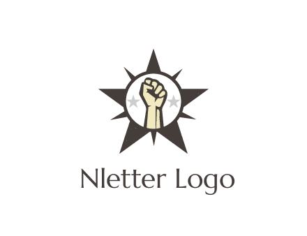 fist with stars in circle in star