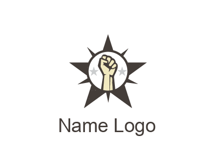 fist with stars in circle in star