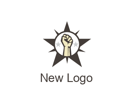 fist with stars in circle in star