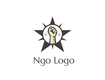 fist with stars in circle in star
