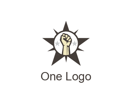 fist with stars in circle in star
