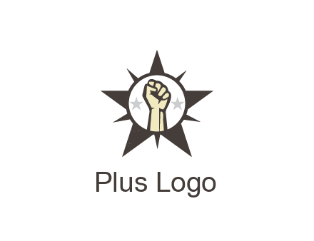 fist with stars in circle in star