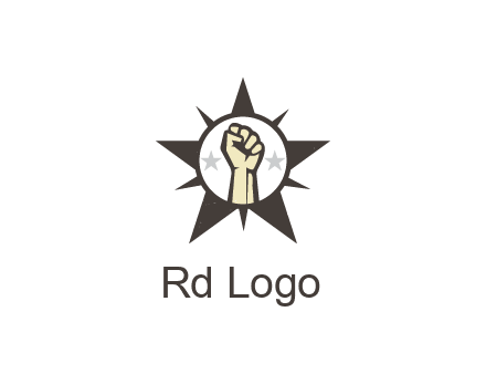 fist with stars in circle in star