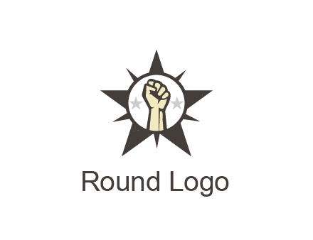fist with stars in circle in star