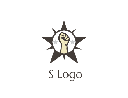fist with stars in circle in star
