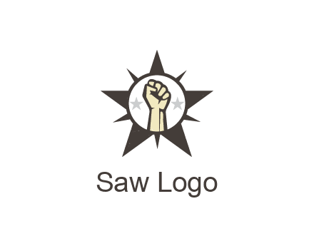 fist with stars in circle in star
