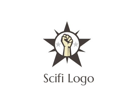 fist with stars in circle in star