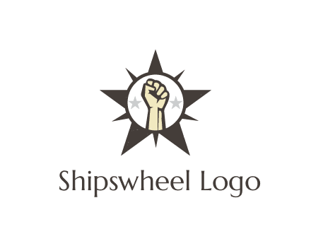 fist with stars in circle in star