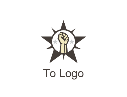 fist with stars in circle in star