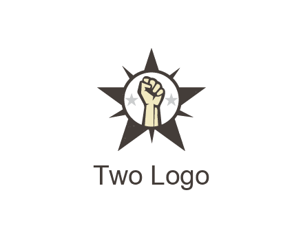 fist with stars in circle in star