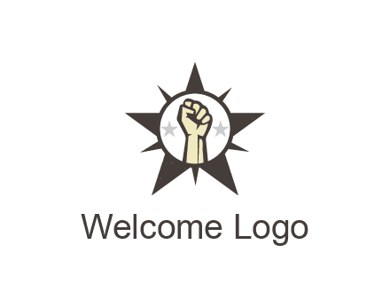 fist with stars in circle in star