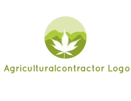 negative spacing marijuana leaf in circle with mountain fields