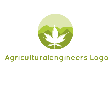 negative spacing marijuana leaf in circle with mountain fields