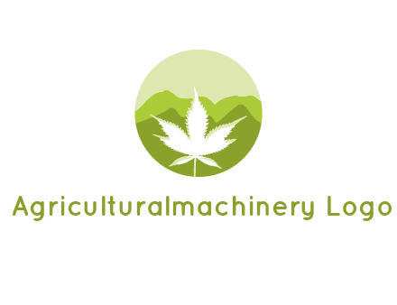 negative spacing marijuana leaf in circle with mountain fields