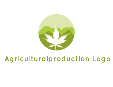 negative spacing marijuana leaf in circle with mountain fields