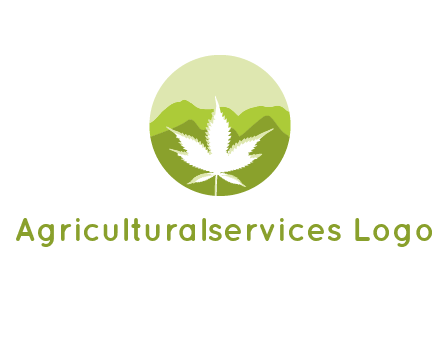 negative spacing marijuana leaf in circle with mountain fields