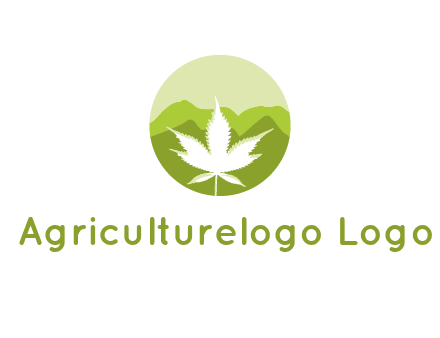 negative spacing marijuana leaf in circle with mountain fields