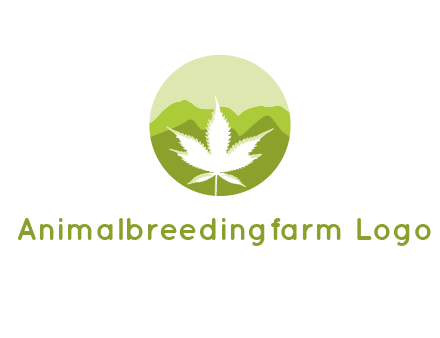 negative spacing marijuana leaf in circle with mountain fields