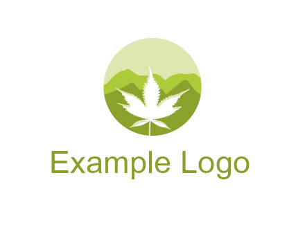 negative spacing marijuana leaf in circle with mountain fields