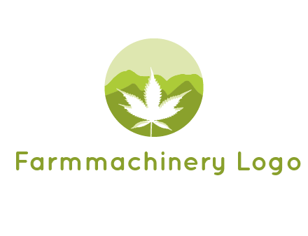 negative spacing marijuana leaf in circle with mountain fields