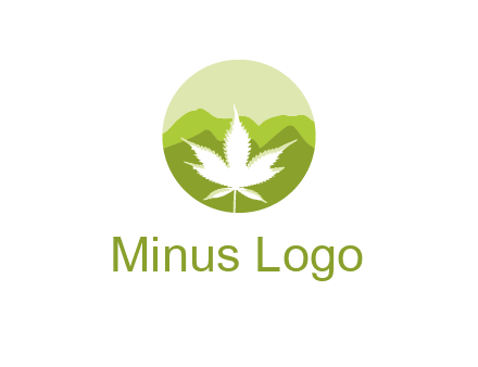 negative spacing marijuana leaf in circle with mountain fields