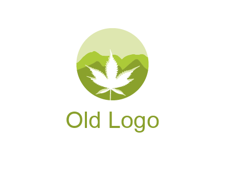 negative spacing marijuana leaf in circle with mountain fields